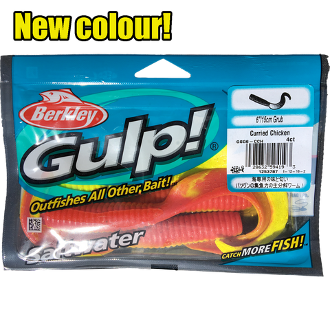 Gulp Soft Bait -  6" Grub Curried Chicken