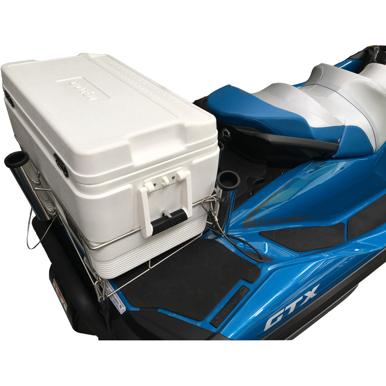 yamaha waverunner fishing rod holder Brocraft Jet Ski /Jet Ski Aluminum Rod Rack & Cooler Holder Combo with with Gas Plates / PWC Rod Holder / PWC Cooler Holder : Sports & Outdoors Sea Doo Spark Yamaha Waverunner